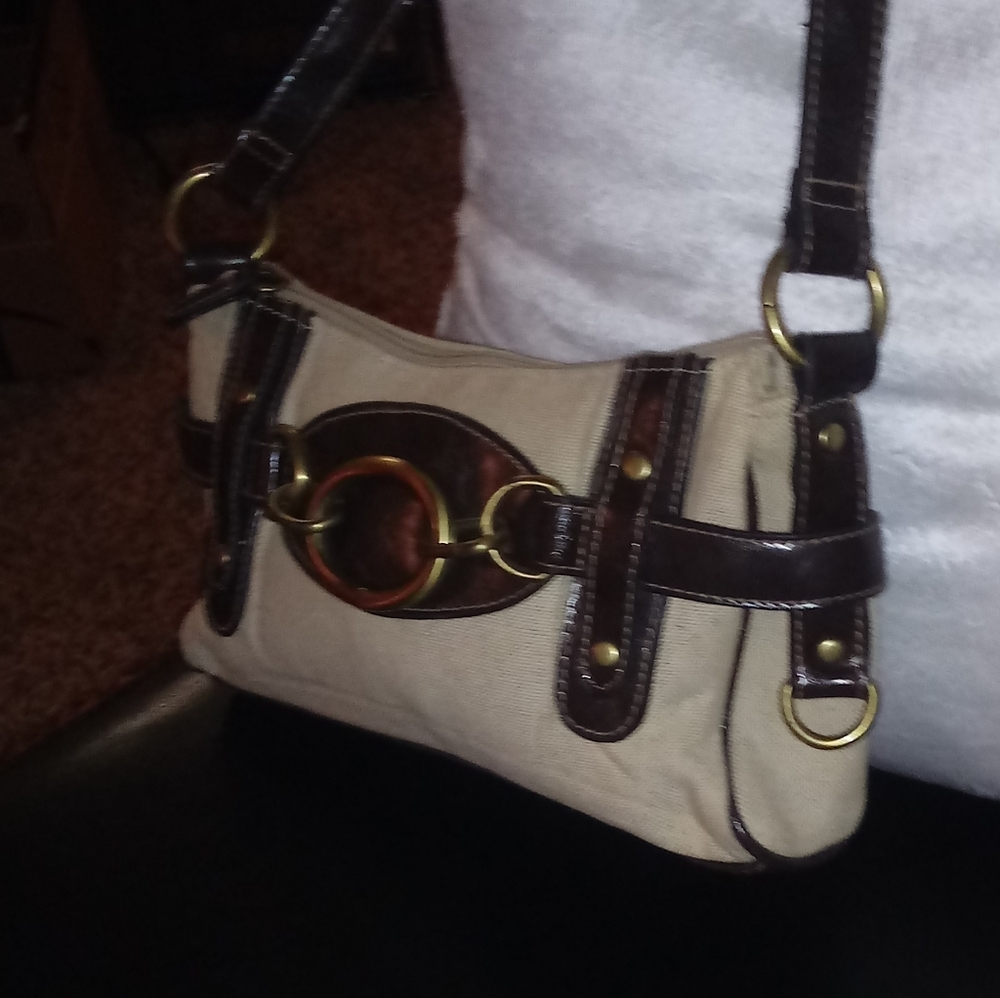 Y2K Shoulder Bag Purse Cream And Tan
